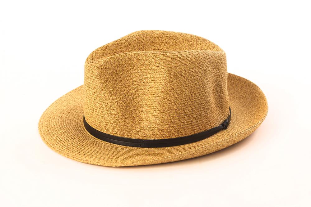 TRAVAUX EN COURS- Borsalino hat leather strap Curry