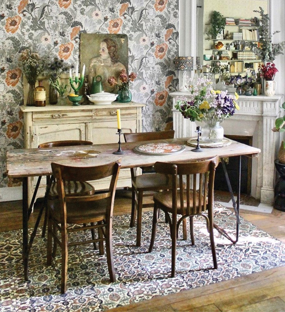 BEIJA FLOR- Armenian Brown Patchwork Vinyl Rug