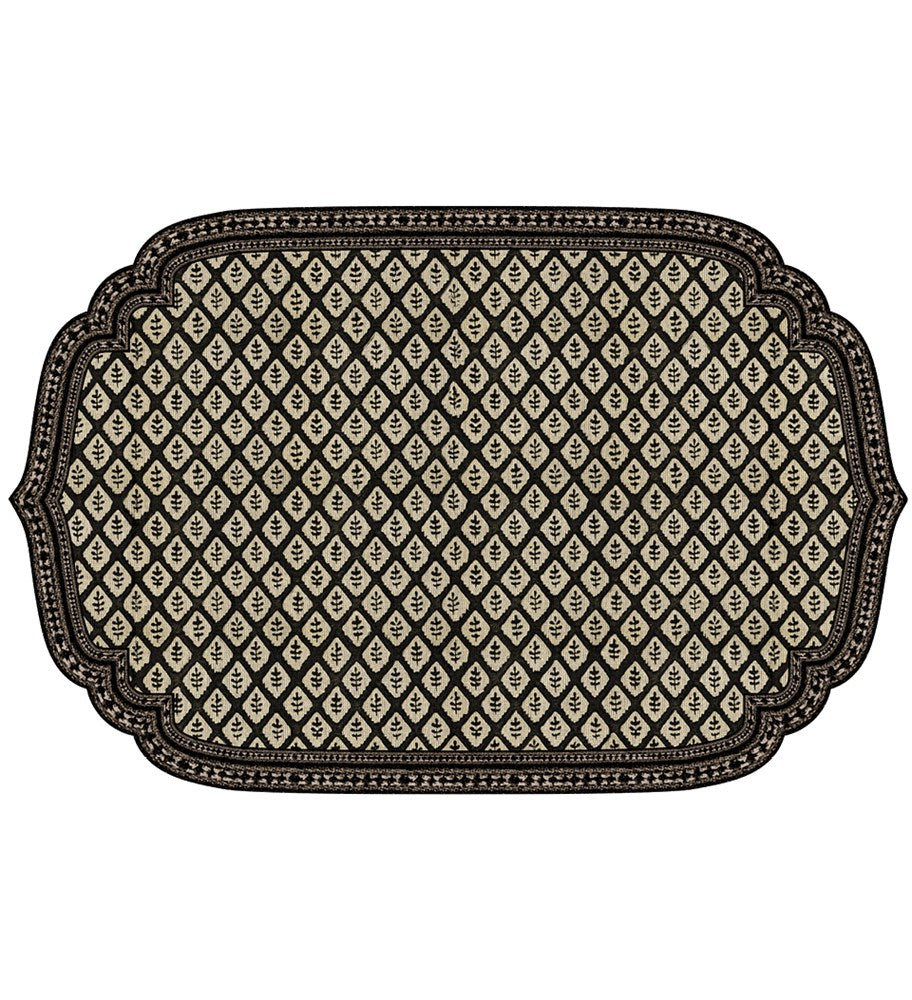 BEIJA FLOR - JAIPUR BLACK Cutout Vinyl Placemat