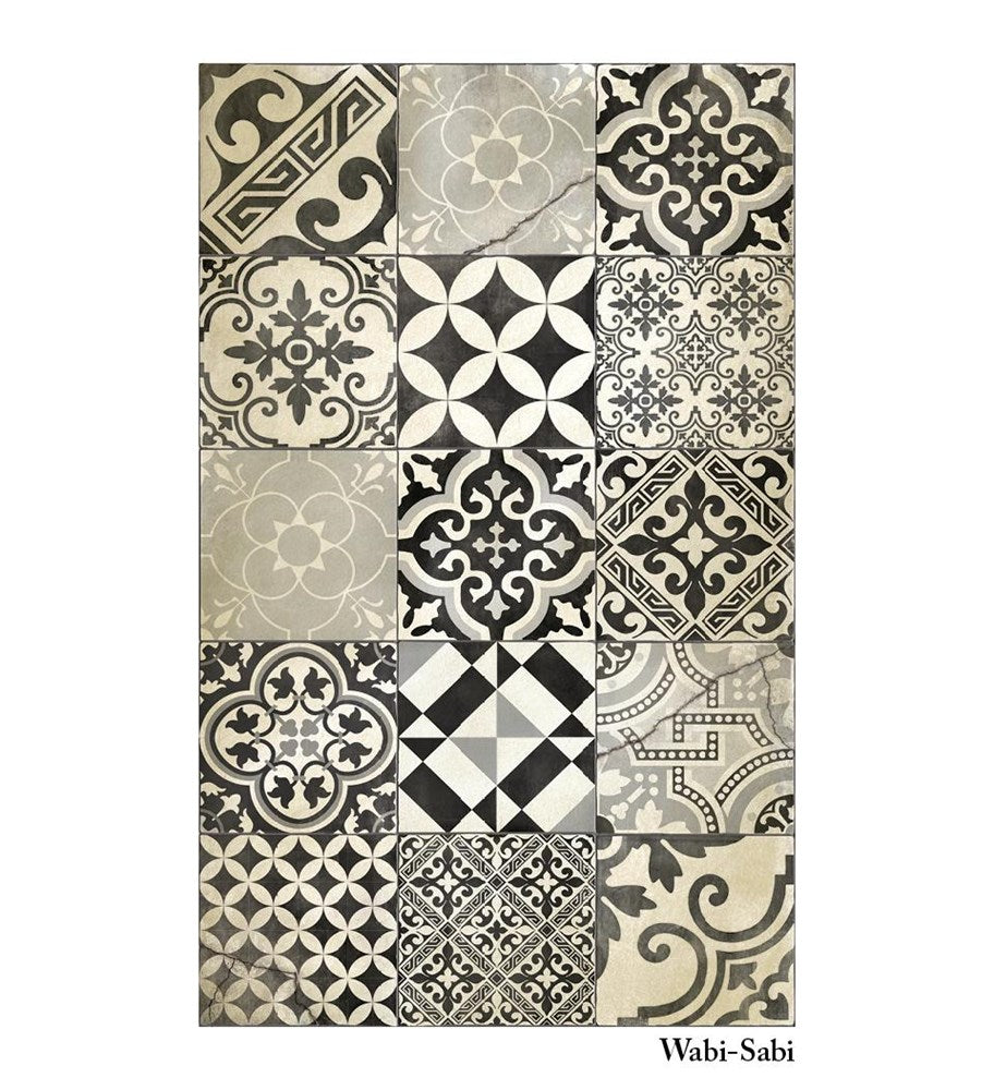 BEIJA FLOR- Eclectic B&W Antique Vinyl Rug