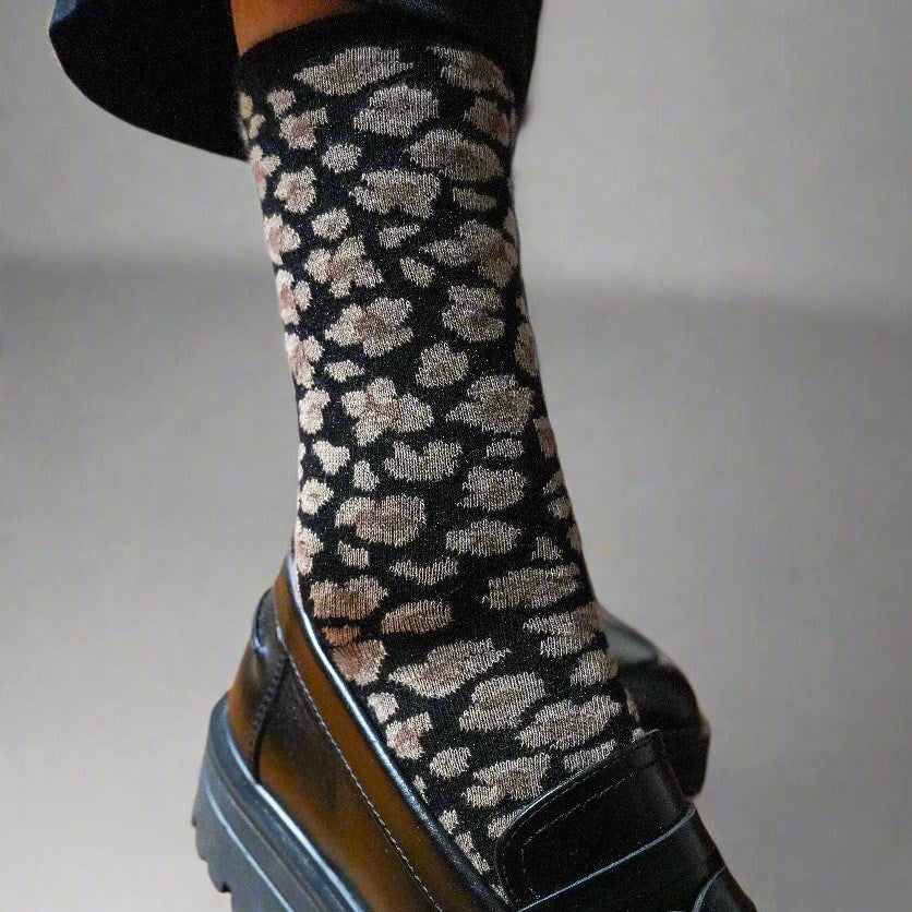 KLUE Glitter Lurex Socks | LEOPARD BLACK