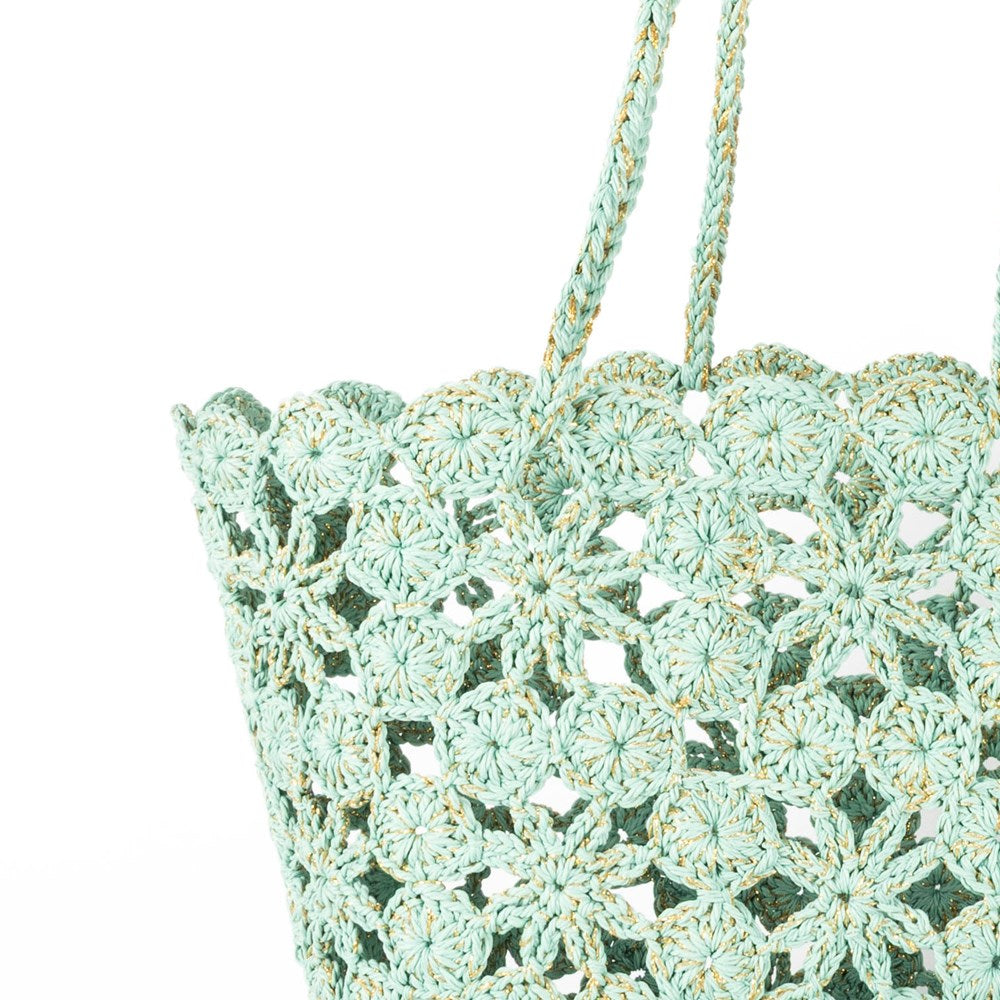 JANE Lagoon + Gold- Crochet Basket