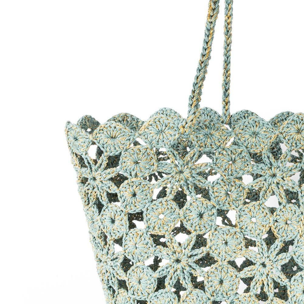 JANE Celadon Gold- Crochet Basket