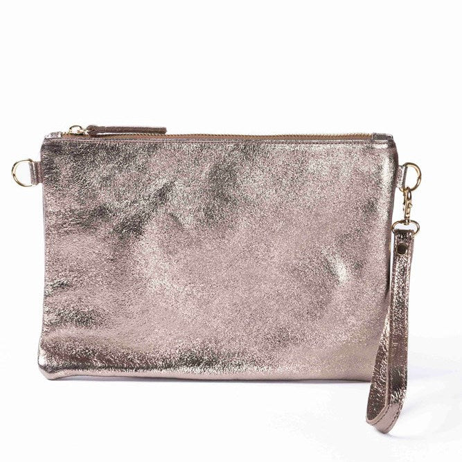 MAISON FANLI - Metallic Leather Crossbody/Clutch Bag CHAMPAGNE