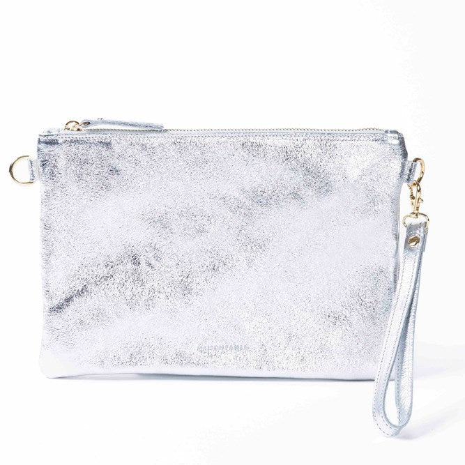MAISON FANLI - Metallic Leather Crossbody/Clutch Bag SILVER