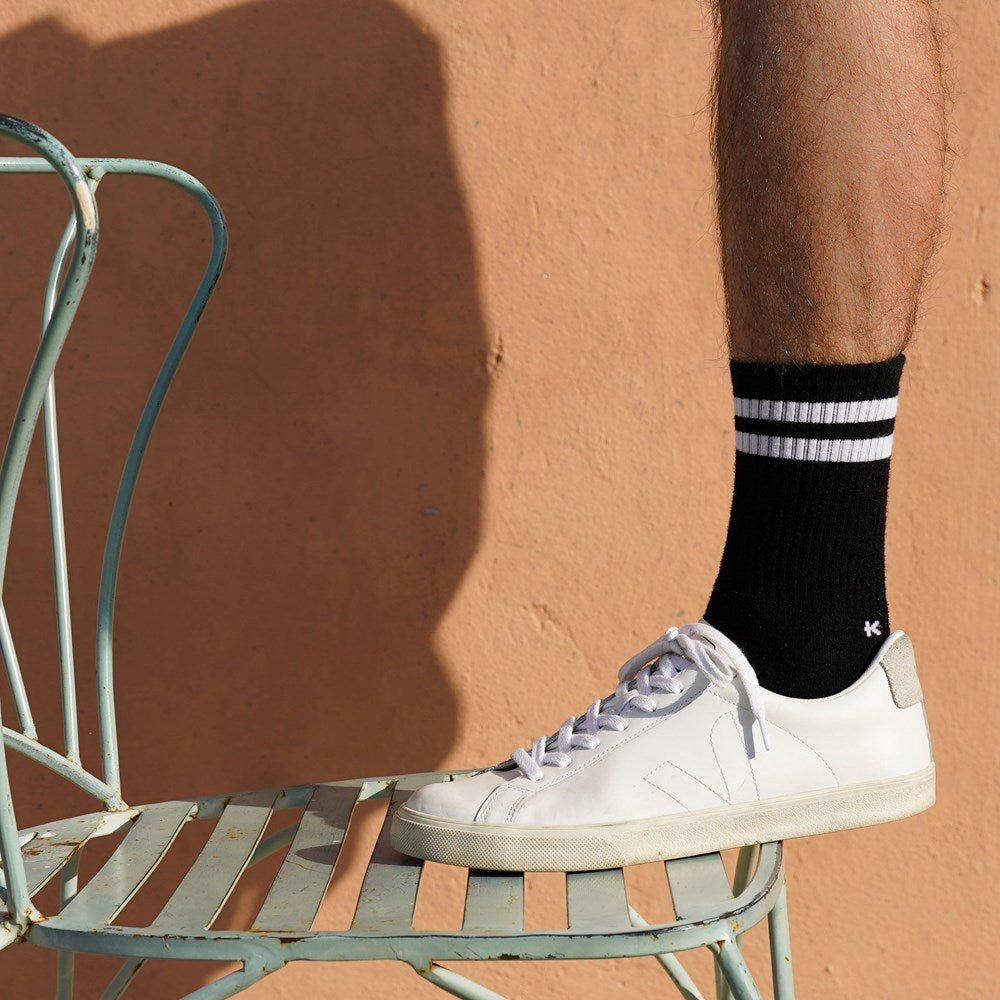 KLUE Organic cotton tennis socks | B&W | Size: 41/46