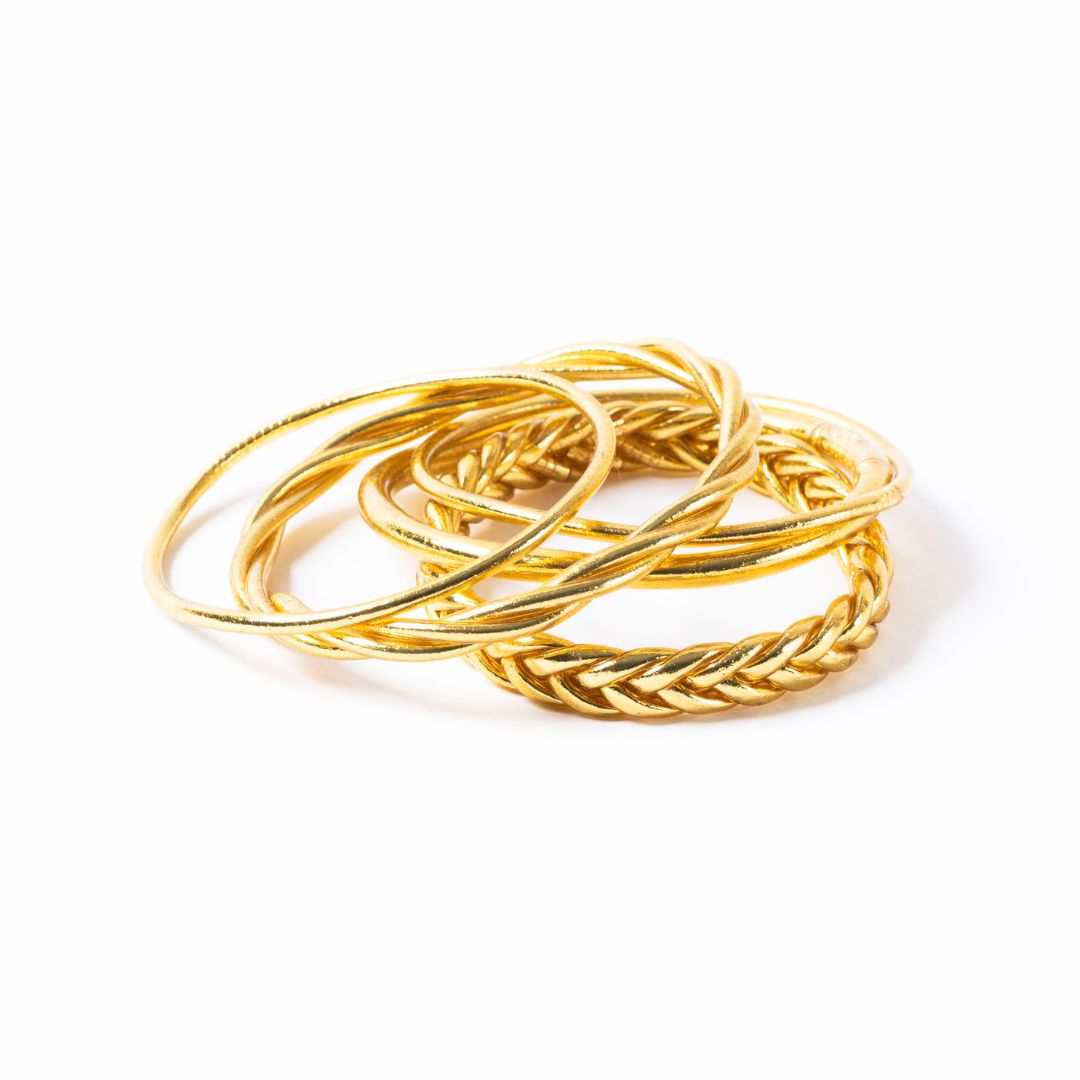 Buddhist Bracelet Light Gold - Set of 4