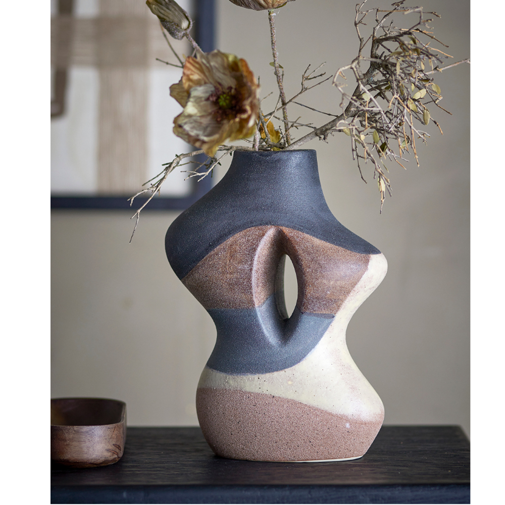 Vica Vase, Brown, Stoneware