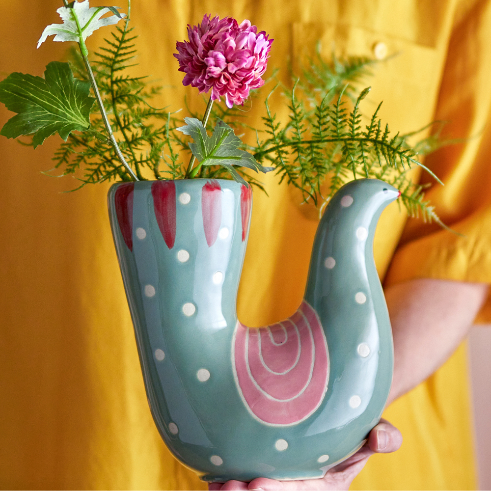 Trudy Vase, Green, Stoneware