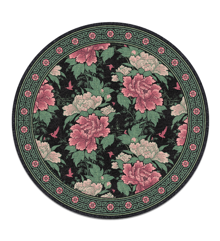 BEIJA FLOR - MARVELLOUS Blush Green Round Vinyl Rug