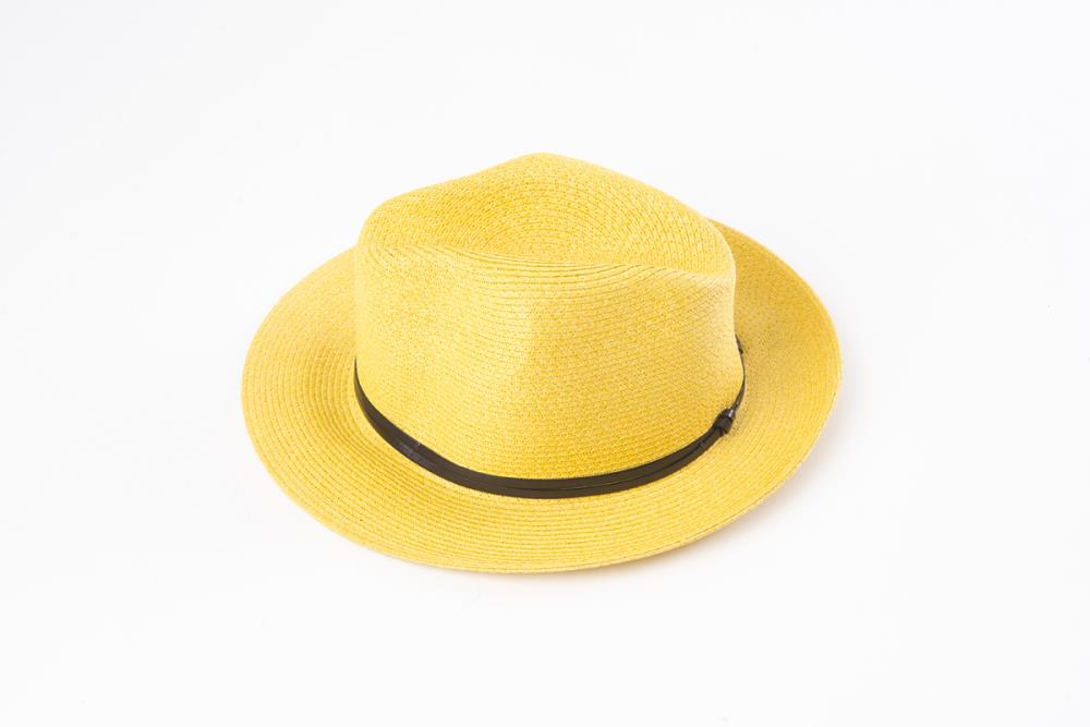 TRAVAUX EN COURS - Borsalino hat leather strap Yellow - Frenchbazaar -Travaux en cours