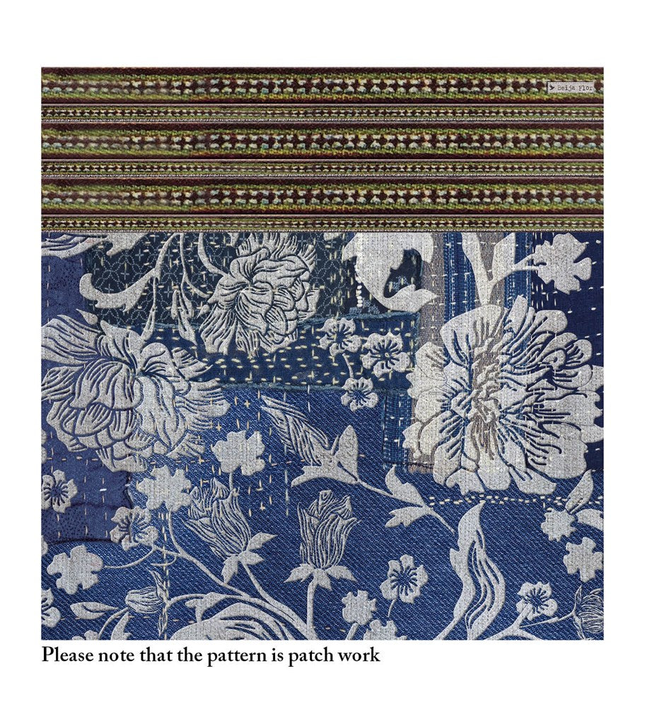 BEIJA FLOR- BOHEMIAN GARDEN INDIGO FLOWER Vinyl Rug