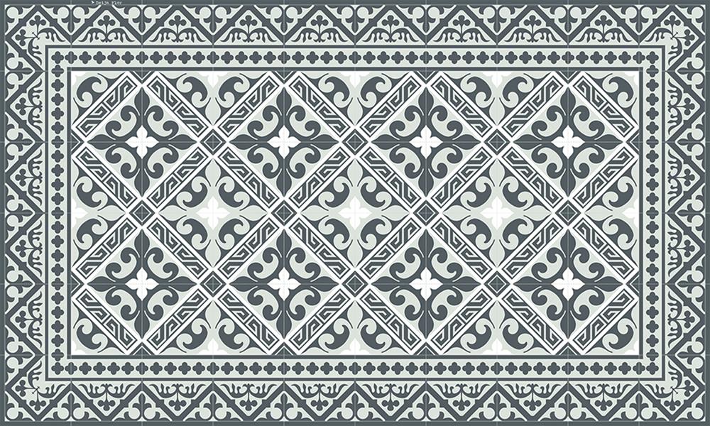 BEIJA FLOR-Flor de Lis Gray Vinyl Rug