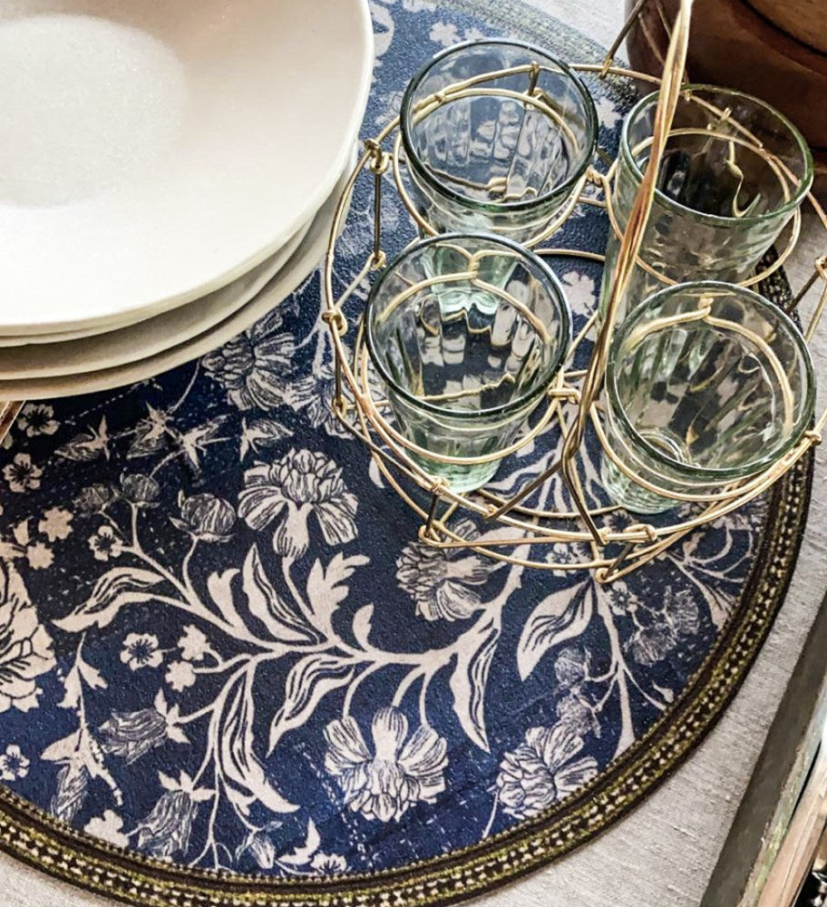 BEIJA FLOR - Placemat Bohemian Garden Indigo Round