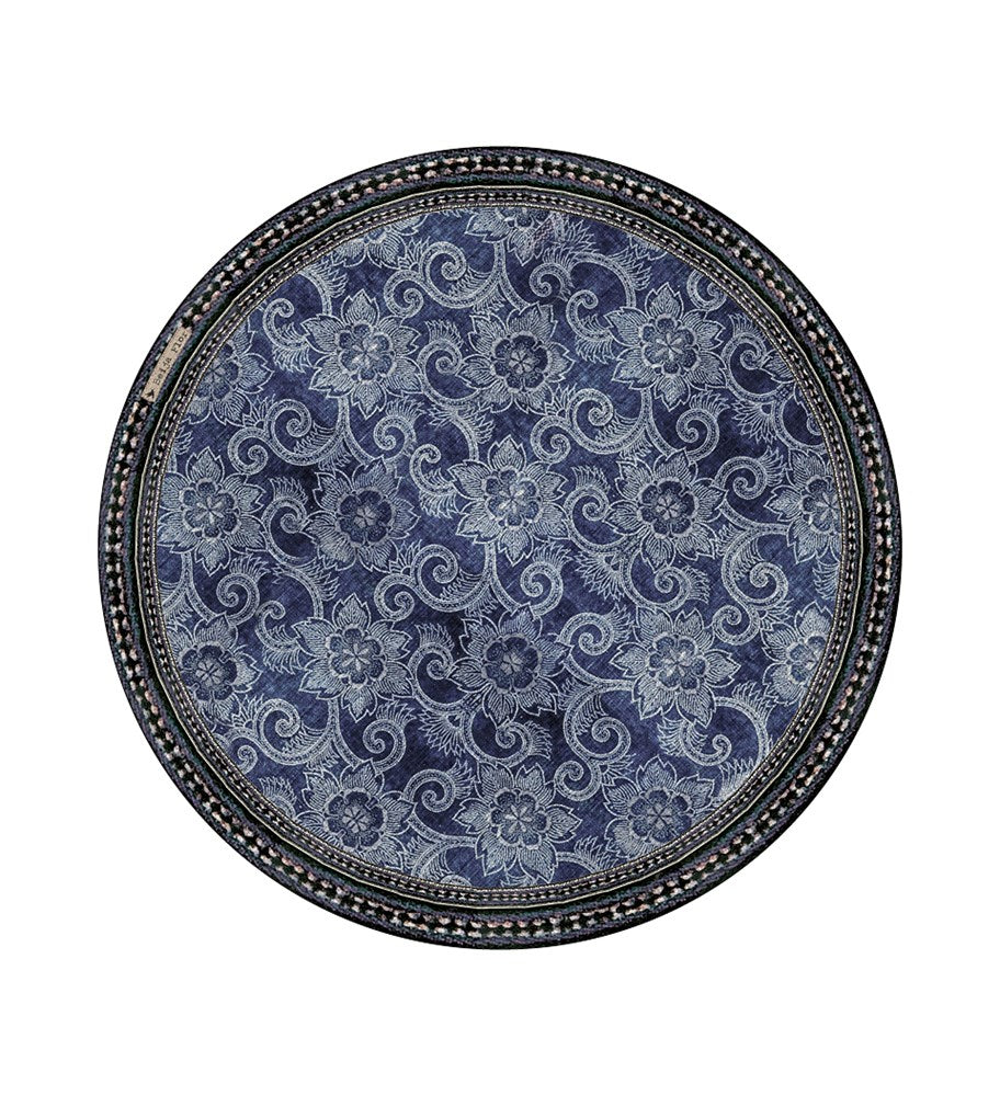 BEIJA FLOR - ROYAL INDIGO FLOWER Round Vinyl Placemat?