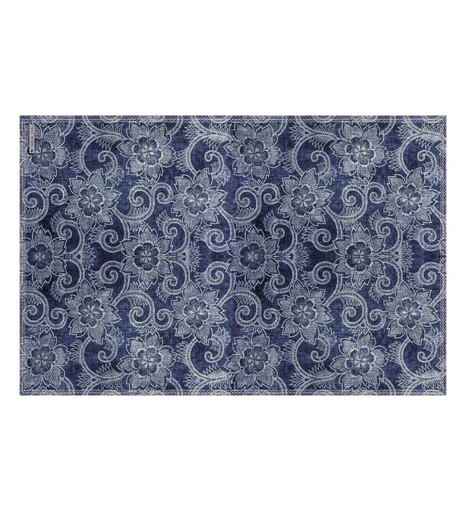 BEIJA FLOR-ROYAL INDIGO FLOWER Rectangular Vinyl Placemat