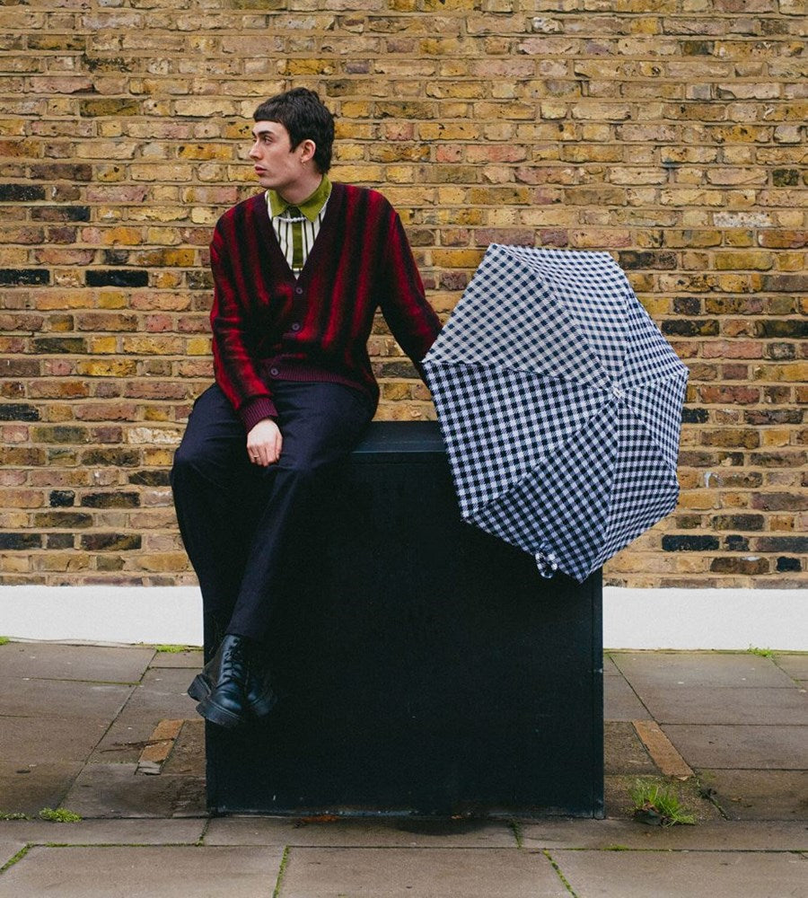 ANATOLE -NEW Black Gingham micro-umbrella SMITH