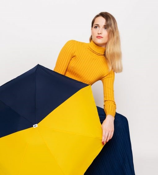 ANATOLE -Bicolour micro-umbrella SYDNEY yellow & navy blue
