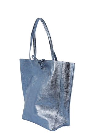 MAISON FANLI - Large Tote METALLIC BLUE JEANS