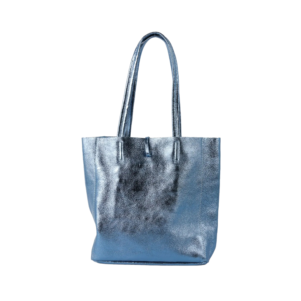 MAISON FANLI - Medium Tote METALLIC BLUE JEANS