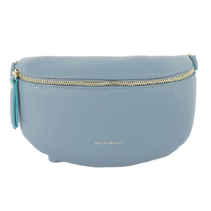 MAISON FANLI leather bum bag in Dusty Blue
