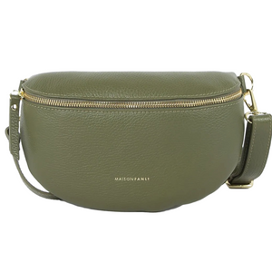 MAISON FANLI leather bum bag in Moss Green
