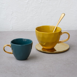 UNC-Good Morning Coffee Cup Blue Green -d.8.5 cm