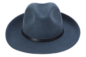 TRAVAUX EN COURS -Felt Fedora Hat Jean Leather Strap