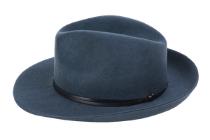 TRAVAUX EN COURS -Felt Fedora Hat Jean Leather Strap
