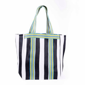 PARISIAN COOL - DEAUVILLE Cream Black Beach Bag