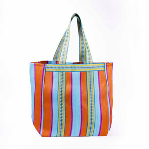 PARISIAN COOL - LA ROCHELLE Orange Pink Aqua Beach Bag