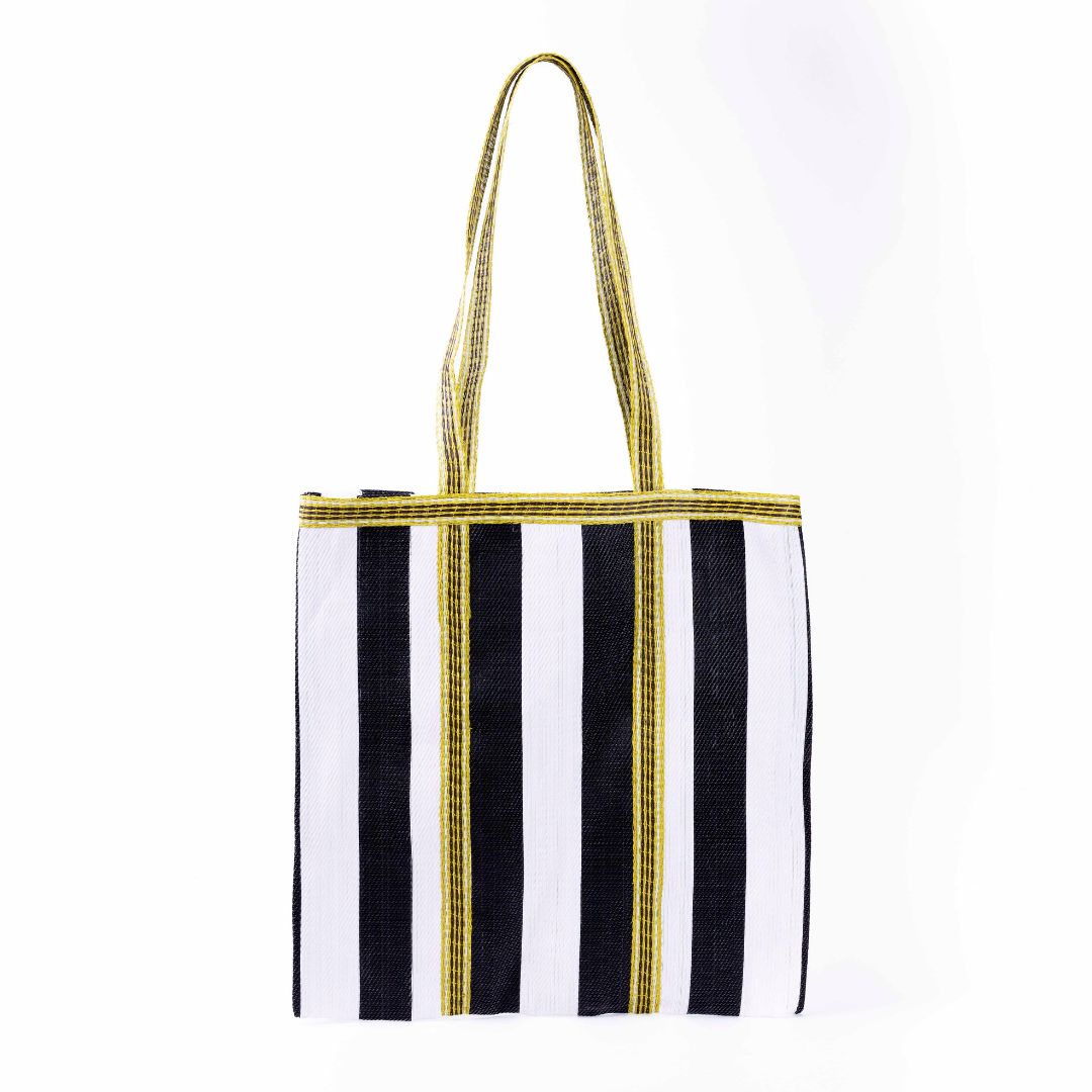 PARISIAN COOL- DEAUVILLE Cream Black Tote