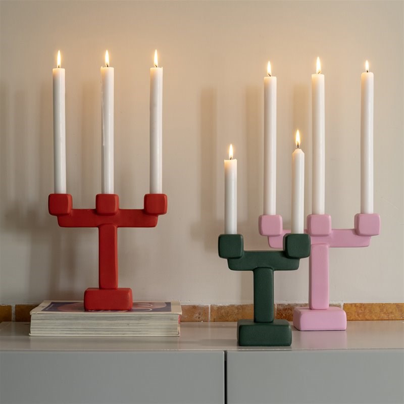 Candle holder chunk large red