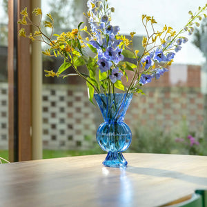 KLEVERING Vase rhombic glass blue
