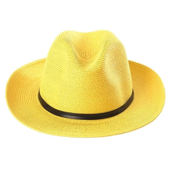 TRAVAUX EN COURS - Borsalino hat leather strap Yellow