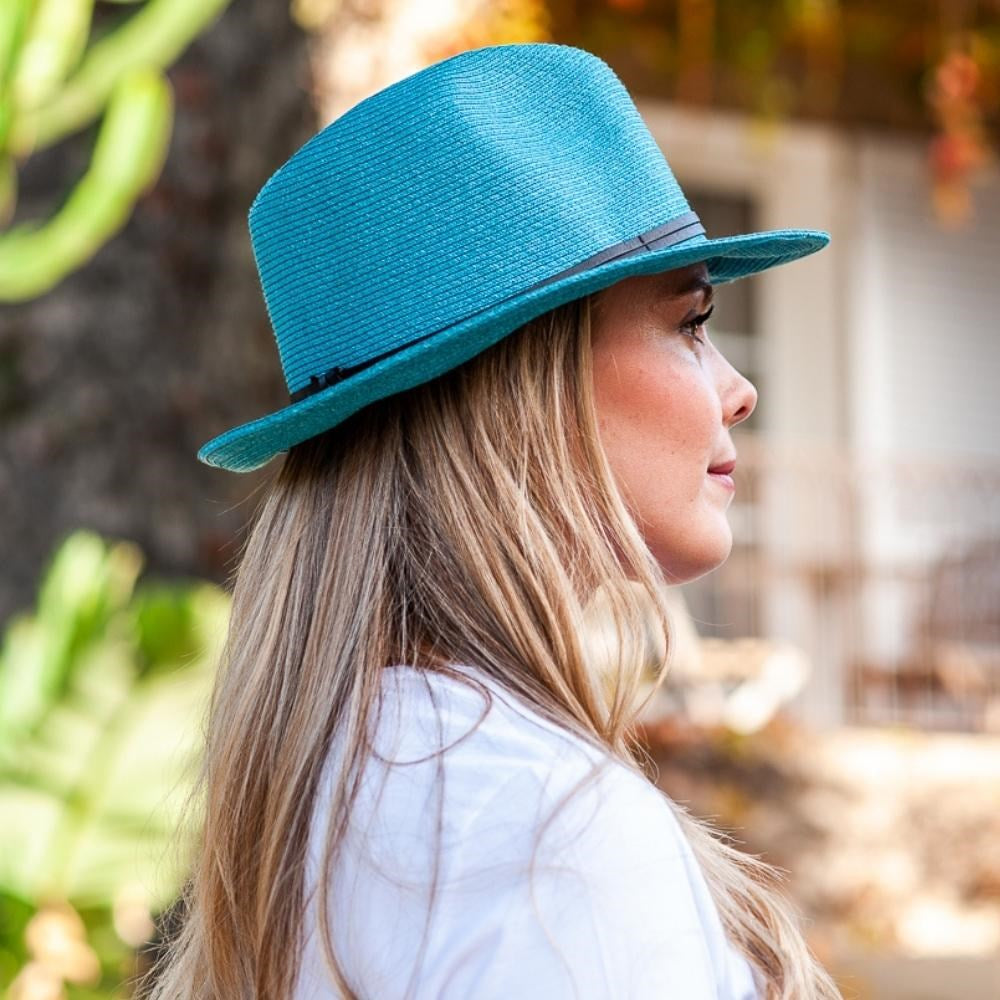 TRAVAUX EN COURS - Borsalino hat leather strap Turquoise