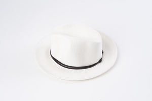 TRAVAUX EN COURS - Borsalino hat leather strap White