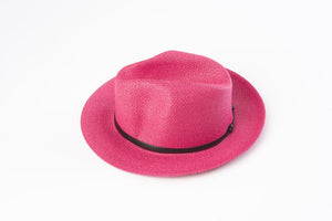 TRAVAUX EN COURS- Borsalino hat leather strap Fuchsia