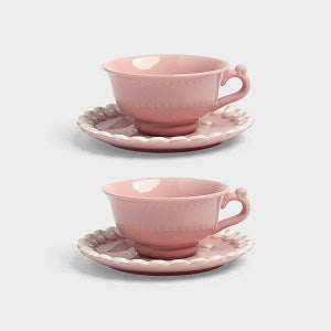 KLEVERING Cup & saucer whip pink set of 2