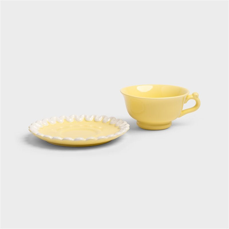 KLEVERING Cup & saucer whip yellow set of 2