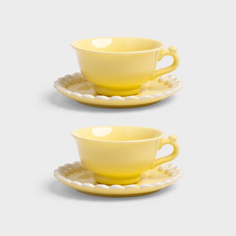 KLEVERING-Cup & saucer whip yellow set of 2