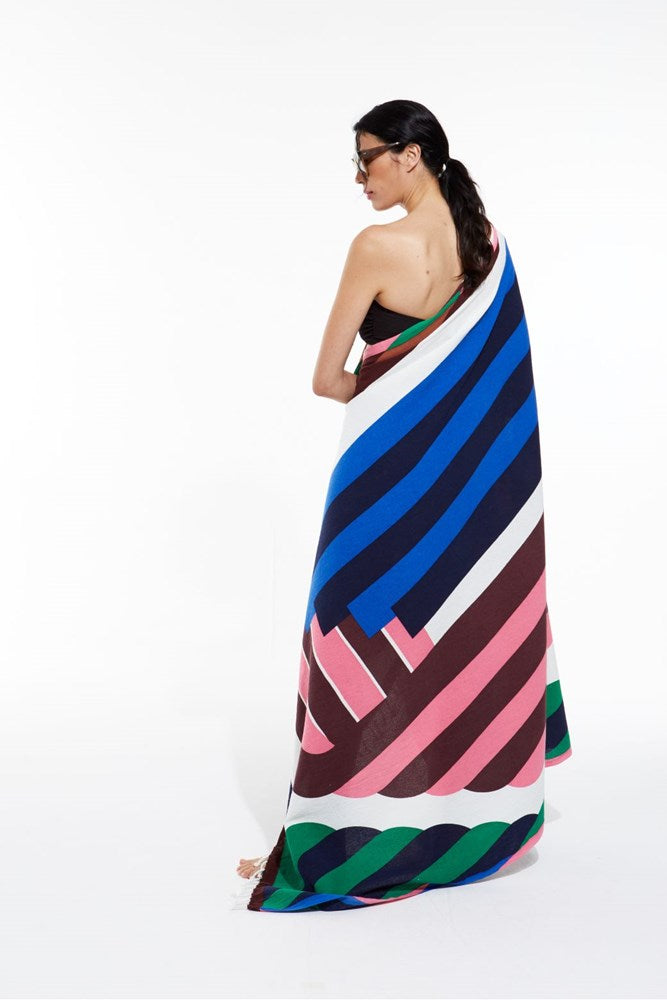 306-BLUE PINK ALTO XXL BEACH TOWEL- S24
