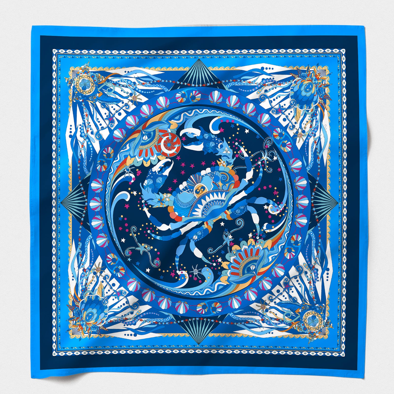 MAISON FANLI Cotton & Silk Scarf 140x140cm - Astro Cancer