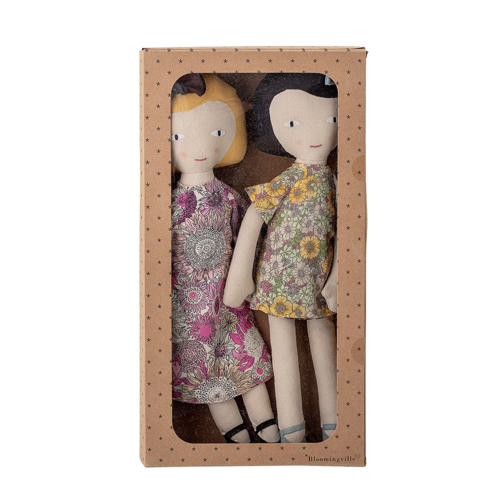 Bloomingville-Molly and Vida Doll, Rose, Cotton