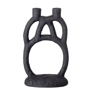 BLOOMINGVILLE-Ramina Candle Holder, Black, Polyresin