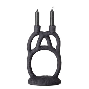 BLOOMINGVILLE-Ramina Candle Holder, Black, Polyresin