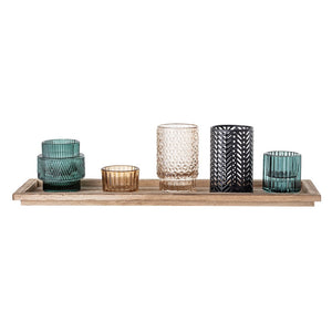 BLOOMINGVILLE-Sanga Tray w/Votive, Blue, Glass