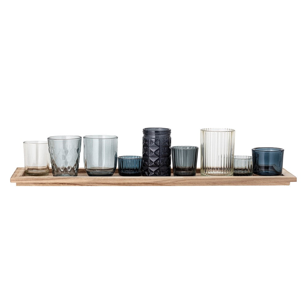 BLOOMINGVILLE-Sanga Tray w/Votive, Blue, Glass