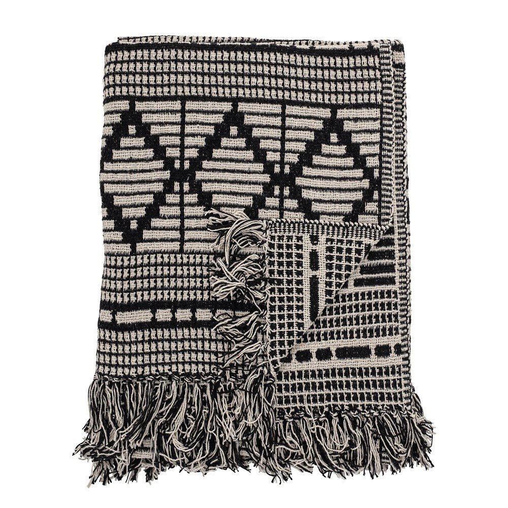 BLOOMINGVILLE-Gutte Throw, Black, Recycled Cotton