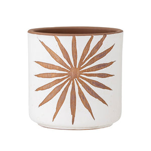 BLOOMINGVILLE-Idris Deco Flowerpot, White, Terracotta